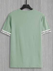 Manfinity Homme Áo thun & Áo lót Nam Lá thư Giải trí - Màu xanh Bạc hà - Xem 2