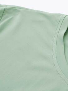 Manfinity Homme Men Letter Graphic Contrast Trim Tee - Mint Green - View 3