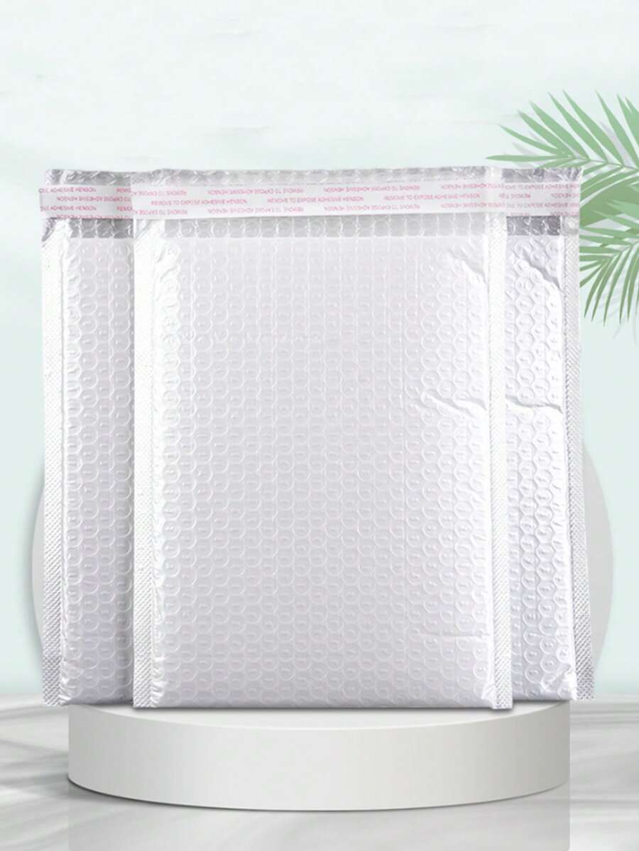 20pcs Solid Color Bubble Mailer Bag, Simple Waterproof Packing Bag For School, Office - White - View 1