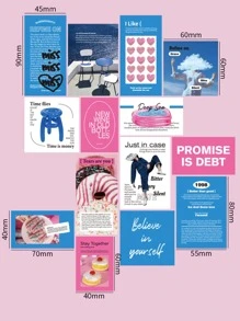 1包混合圖案什錦貼紙時尚多用途貼紙適用於DIY工藝品裝飾品手帳 - 彩色 - 查看 2