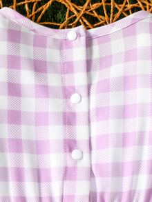 Baby Rabbit Print Ruffle Trim Bow Front Dress With Headband - Multicolor - View 4