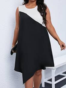 SHEIN LUNE Vestido de dos tonos bajo asimétrico - Blanco y Negro - Ver 5