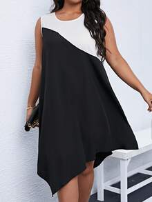 SHEIN LUNE Vestido de dos tonos bajo asimétrico - Blanco y Negro - Ver 6