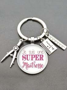 1pc Women Letter Graphic Fashion Keychain For Key Decoration - Multicolor - View 1