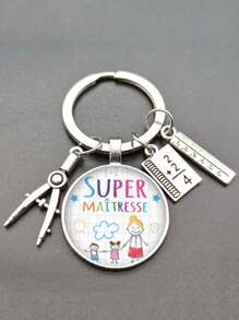 1pc Women Letter Graphic Fashion Keychain For Key Decoration - Multicolor - View 4