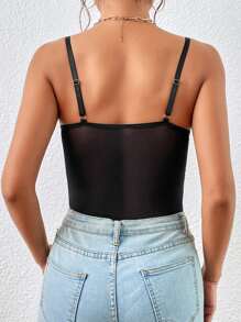 Chiquease 蕾絲拼接緊身吊帶連體衣