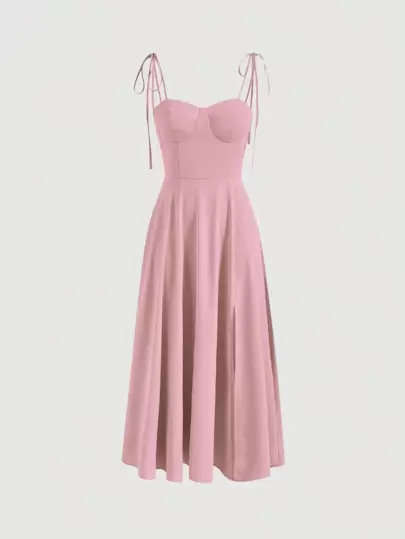 SHEIN MOD Solid Tie Shoulder Cami Dress