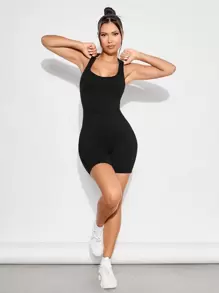 VARSITIE 素色吊脖運動連體短褲