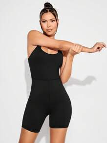 VARSITIE 素色吊脖運動連體短褲