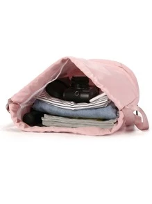 Ba Lô Dây Rút Họa Tiết Chữ Cái Đựng Giày Màu Hồng - Hồng - Xem 4