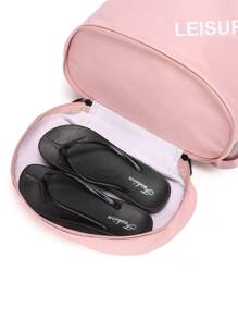 Ba Lô Dây Rút Họa Tiết Chữ Cái Đựng Giày Màu Hồng - Hồng - Xem 8