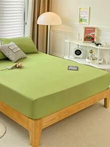 1 tấm vải polyester đơn màu chải, chống vón cục, chống nhăn, thoáng khí, thân thiện với da, thấm hút, hút ẩm, mềm mại, mịn màng, kháng khuẩn, bọc nệm cho cả gia đình, có sẵn cho mọi mùa - màu xanh lá - Xem 4