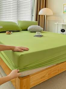 1 tấm vải polyester đơn màu chải, chống vón cục, chống nhăn, thoáng khí, thân thiện với da, thấm hút, hút ẩm, mềm mại, mịn màng, kháng khuẩn, bọc nệm cho cả gia đình, có sẵn cho mọi mùa - màu xanh lá - Xem 2