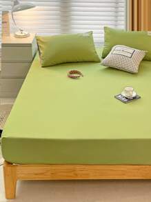 1 tấm vải polyester đơn màu chải, chống vón cục, chống nhăn, thoáng khí, thân thiện với da, thấm hút, hút ẩm, mềm mại, mịn màng, kháng khuẩn, bọc nệm cho cả gia đình, có sẵn cho mọi mùa - màu xanh lá - Xem 6