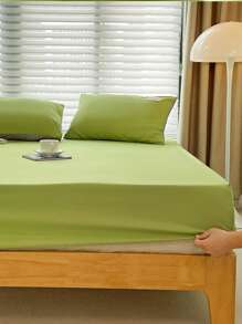 1 tấm vải polyester đơn màu chải, chống vón cục, chống nhăn, thoáng khí, thân thiện với da, thấm hút, hút ẩm, mềm mại, mịn màng, kháng khuẩn, bọc nệm cho cả gia đình, có sẵn cho mọi mùa - màu xanh lá - Xem 5