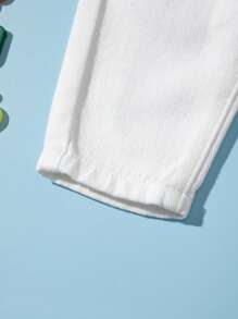 Baby Boy 1pc Elastic Waist Slant Pocket Jeans - White - View 3