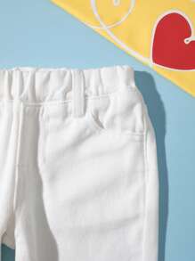 Baby Boy 1pc Elastic Waist Slant Pocket Jeans - White - View 5