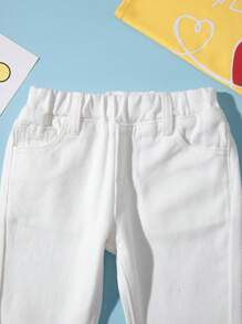 Baby Boy 1pc Elastic Waist Slant Pocket Jeans - White - View 7