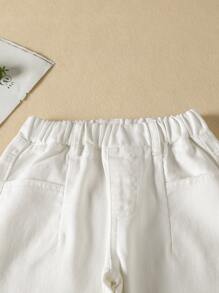 Souflis Souflis Young Boy Neutral Street Casual Elastic Waist Cargo Baggy Jeans With Flat Pockets Summer Holiday