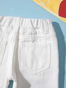 Baby Boy 1pc Elastic Waist Slant Pocket Jeans - White - View 8