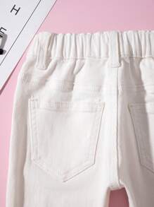 嬰兒斜插口袋直筒牛仔褲 - 米色 - 查看 8