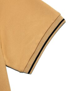 Manfinity Homme 男士條紋飾邊POLO衫 - 卡其色 - 查看 4