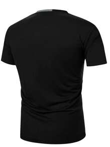 Manfinity Homme Men Patch Detail Contrast Trim Tee - Black - View 2