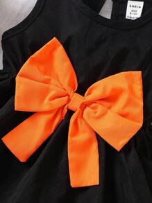 嬰兒前蝴蝶結連衣裙帶配件帽 - 黑色 - 查看 4