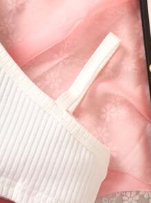 嬰兒不對稱領短款上衣和格紋印花金屬圓環半身裙