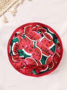 Baby Watermelon Print Cami Top & Shorts & Hat - Red - View 3