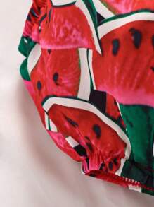 Baby Watermelon Print Cami Top & Shorts & Hat - Red - View 8