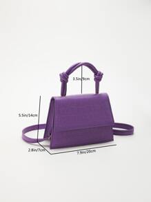 Crocodile Embossed Square Bag Mini Flap Purple - Purple - View 3