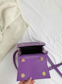 Crocodile Embossed Square Bag Mini Flap Purple - Purple - View 5