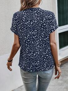 SHEIN LUNE 碎花蝙蝠袖襯衫 - 藏蓝色 - 查看 2