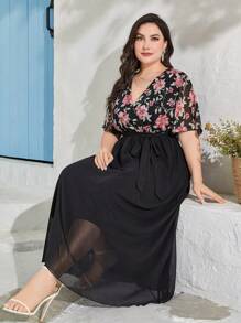 Mulvari Đầm Plus Size Thắt lưng Trọn gói Hoa Boho - Nhiều màu - Xem 4