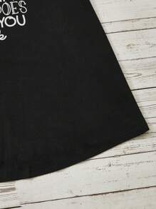 SHEIN Unity Áo thun có khẩu hiệu Plus, TÔI KHÔNG CHỊU TRÁCH NHIỆM VỀ NHỮNG GÌ KHI MẶT TÔI LÀM KHI BẠN NÓI, Mùa hè - màu đen - Xem 7