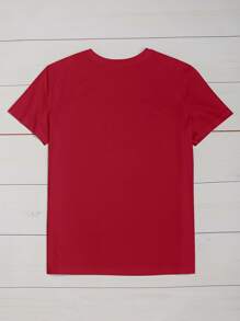 SHEIN LUNE 大碼愛心圖案T恤 - 紅色 - 查看 2