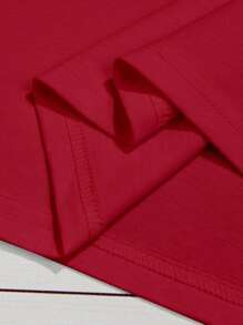 SHEIN LUNE 大碼愛心圖案T恤 - 紅色 - 查看 5