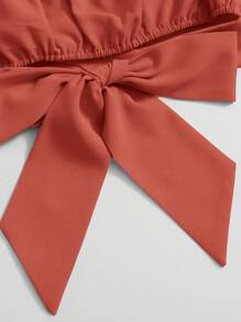 Soleia Áo nữ Buộc lại màu trơn Giải trí - Gỗ đỏ - Xem 6
