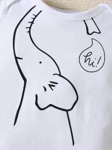 SHEIN 男嬰卡通圖案連體衣和條紋圖案包腳長褲 - 彩色 - 查看 3