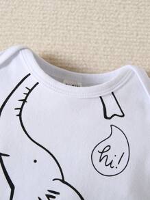 SHEIN 男嬰卡通圖案連體衣和條紋圖案包腳長褲 - 彩色 - 查看 6