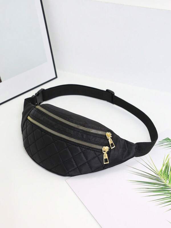 حقيبة خصر نمط مبطن مع