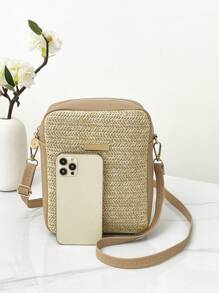 Túi rơm mini trang trí bằng kim loại - Màu be - Xem 3