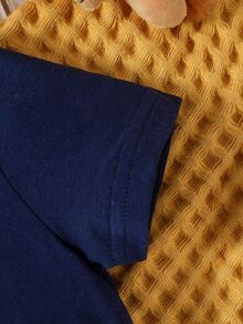 男嬰卡通圖案撞色滾邊連身短褲 - 彩色 - 查看 4