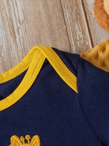 男嬰卡通圖案撞色滾邊連身短褲 - 彩色 - 查看 5