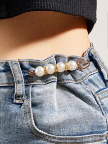 1入組女士水鑽和人造珍珠裝飾時尚圍巾別針適用於衣物裝飾 - 彩色 - 查看 4