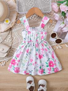 SHEIN Đầm em bé Hoa Tất cả trên in - trắng - Xem 2