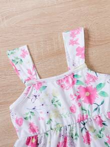 SHEIN Đầm em bé Hoa Tất cả trên in - trắng - Xem 3