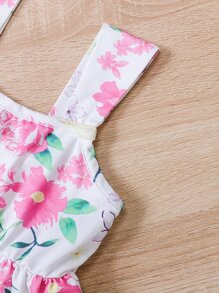 SHEIN Đầm em bé Hoa Tất cả trên in - trắng - Xem 4