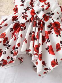 SHEIN 嬰兒印花不對稱下擺吊帶洋裝 - 白色 - 查看 6